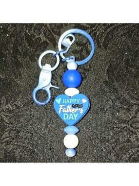 Blue and White Happy Father's Day Handmade Keychain